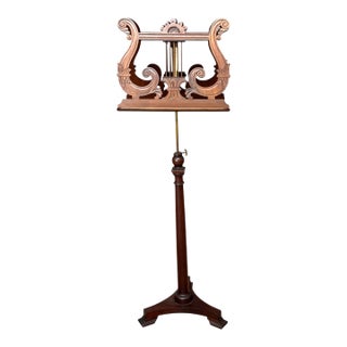 Mid 19th Century American Mahogany and Brass Lyre-Form Duet Stand For Sale