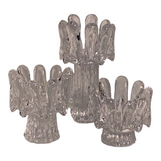 Mid 20th Century Set of 3 Kosta Boda Sunflower by Warff Candle Holders in Original Boxes For Sale