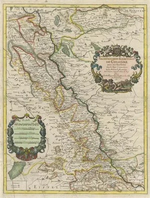 Antique Map of the Archdiocese of Cologne, Germany, 1689