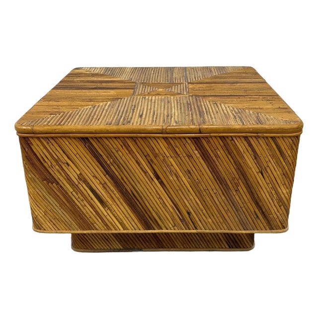 1980s Petite Square Pencil Reed Coffee Table For Sale