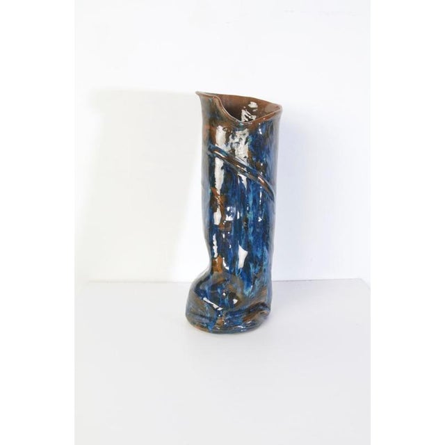 Ceramic Large Studio Ceramic Vase in Blue and Brown Glaze, Italy, 1969 For Sale - Image 7 of 8