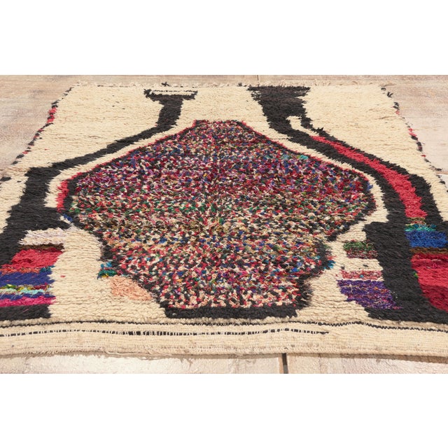 Vintage Azilal Boucherouite Moroccan Rug, 04'04 X 06'03 For Sale - Image 9 of 10