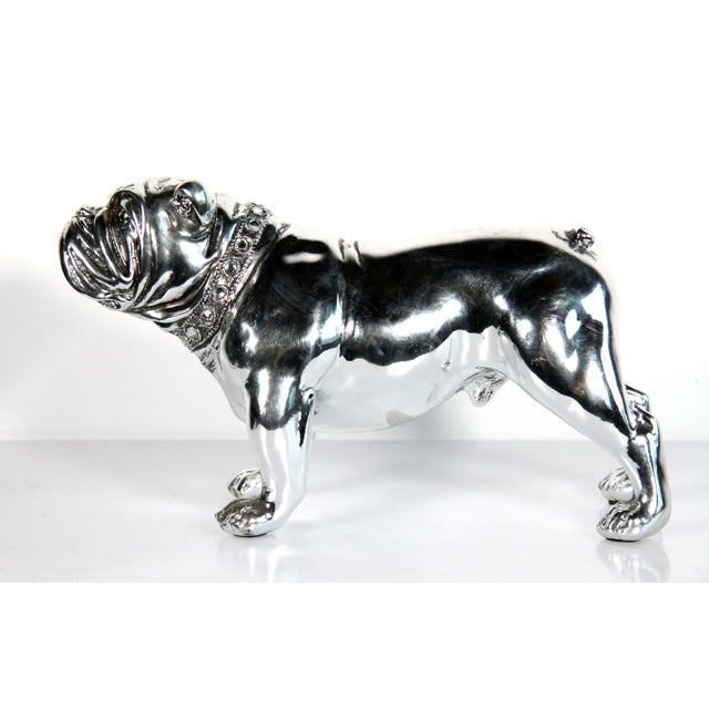 Contemporary Chrome English Bulldog Figurine / Desk Object | Chairish