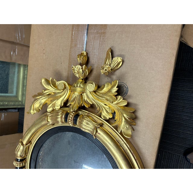 19th Century English Regency Giltwood Convex Mirror For Sale - Image 4 of 12