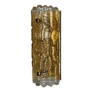 Lyfa, Textured Glass, Patinated Brass, Wall Light, Sweden, 1970s For Sale
