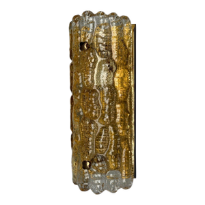 Lyfa, Textured Glass, Patinated Brass, Wall Light, Sweden, 1970s