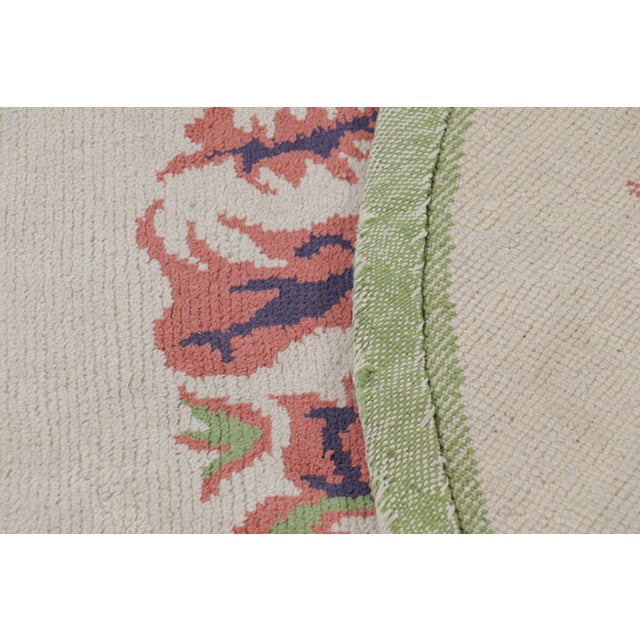 Textile Signed Vintage Leleu French Art Deco Circle Rug in White and Blue - Rug & Kilim For Sale - Image 7 of 7