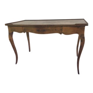 Louis XV Provincial Style Stained Wood Single Drawer Bureau Plat For Sale