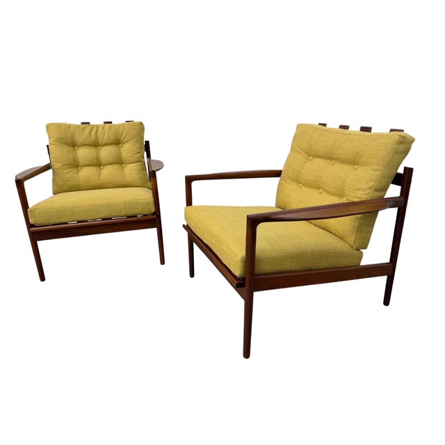 Mid-Century Modern Mid-Century Danish Modern Poul Jensen for Selig Walnut Arm Chairs - Restored! For Sale - Image 3 of 11