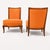 Modern slipper lounge chairs. The set is new, and in the manner of Robsjohn Gibbings. Feature walnut frames and gray...