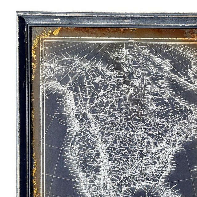 Victorian 19th Century Monochrome Cartographic Map of North America, Framed For Sale - Image 3 of 5