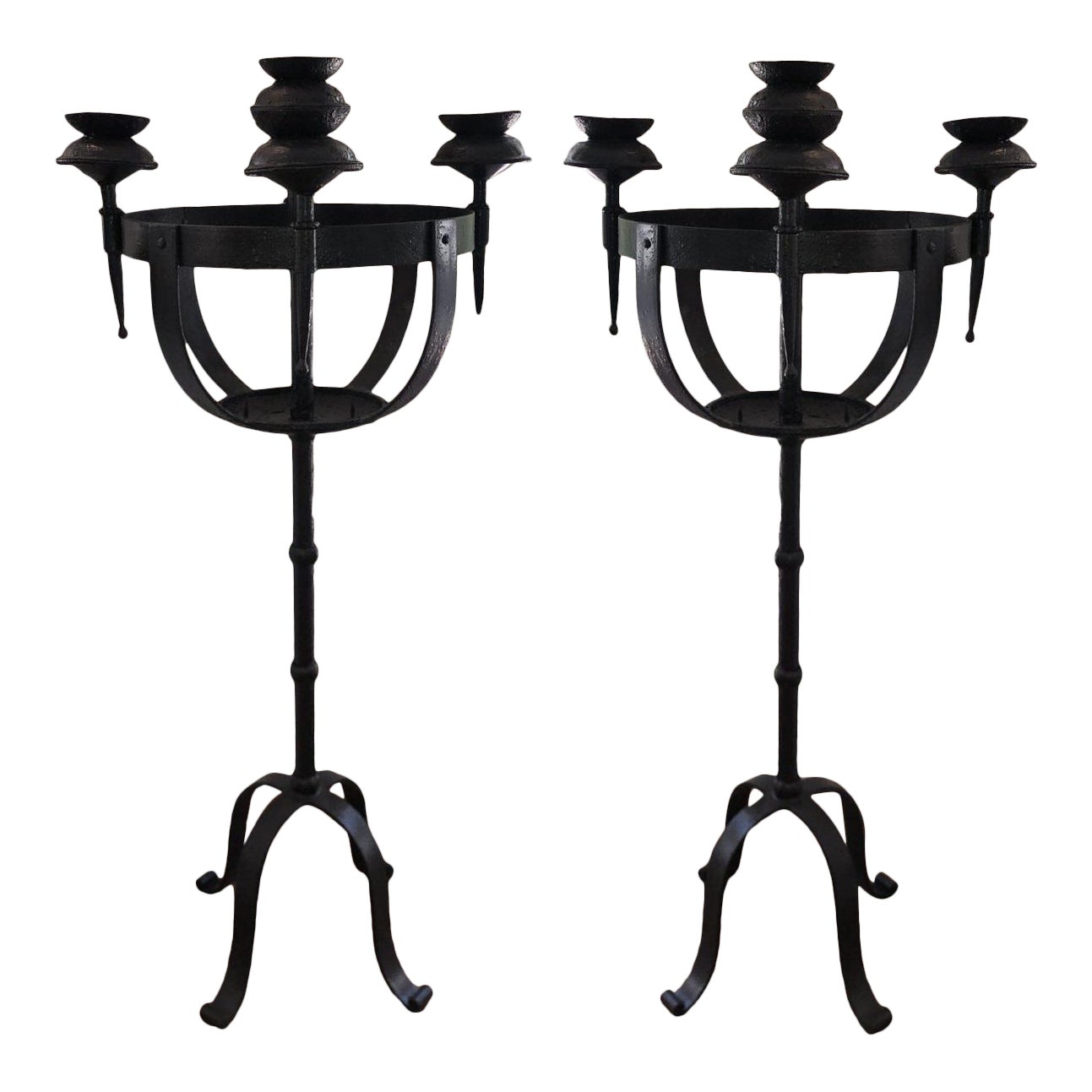 Antique Wrought Iron Torchere Floor Candelabra a Pair Chairish