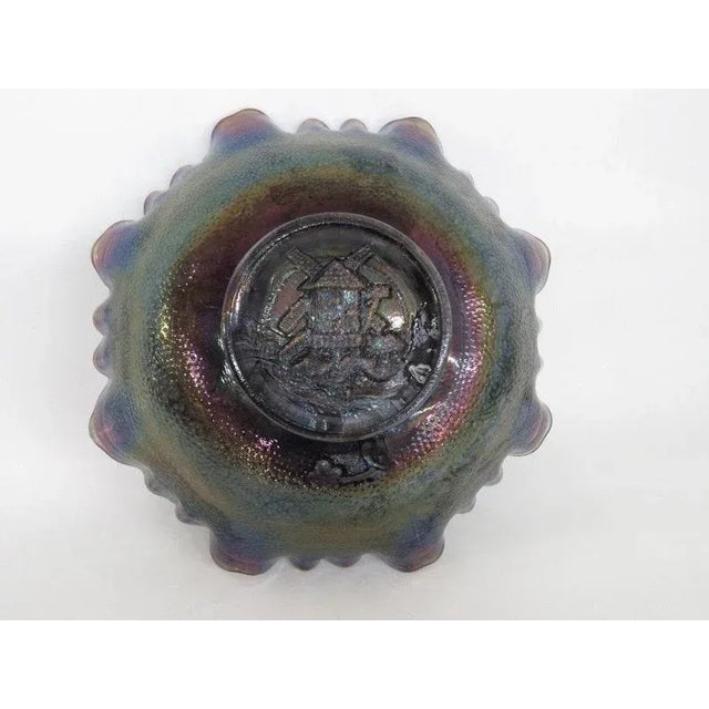 Traditional Imperial Carnival Glass Windmill Purple Smoke Ruffled Edge Bowl Candy Dish For Sale - Image 3 of 11
