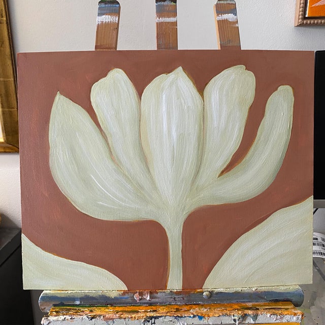 Contemporary Original Framed Acrylic Botanical Painting, Organic Boho Tulip Floral Art by Tatiana Duperault For Sale - Image 3 of 5