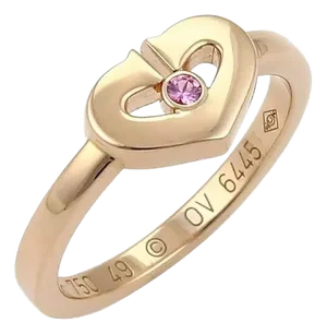 Cartier C Hearts Collection Pink Sapphire 18k Rose Gold Ring Size 4.5