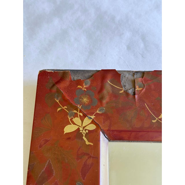 1920s Chinoiserie Applique Red Mirror For Sale - Image 11 of 12