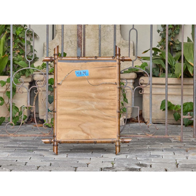 Petite French Antique Faux Bamboo Mirror with Warm Patina, circa 1900 For Sale - Image 10 of 10