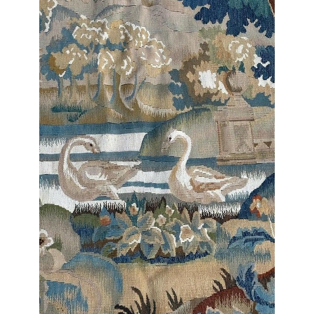 Textile Handwoven Landscape with River and Birds Tapestry in the style of Aubusson, 2000 For Sale - Image 7 of 18