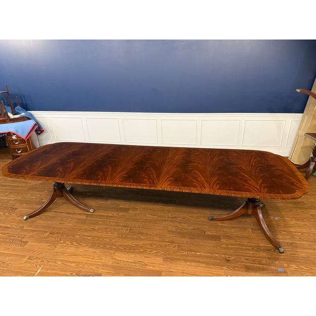 Traditional Classic Scallop Cornered Mahogany Dining Table by Leighton Hall - Showroom Sample For Sale - Image 3 of 14