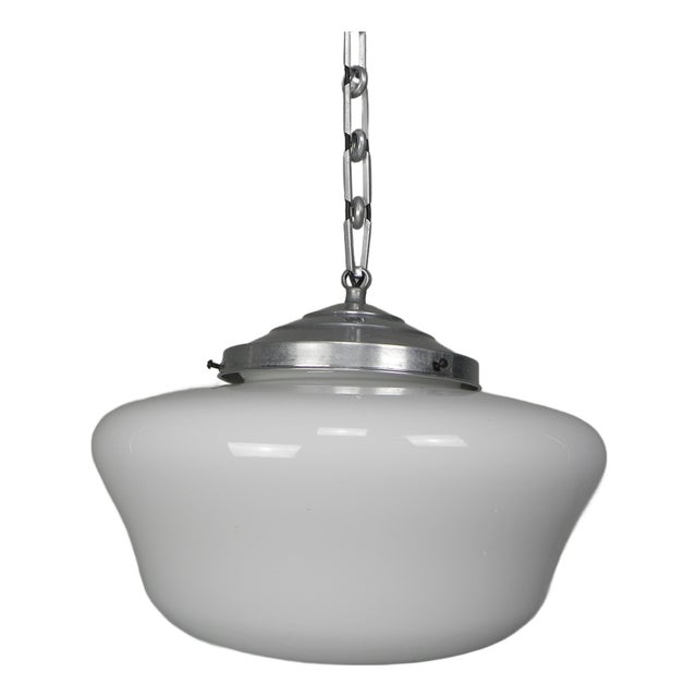 Art Deco Hanging Lamp on Aluminum Chain, 1930s For Sale