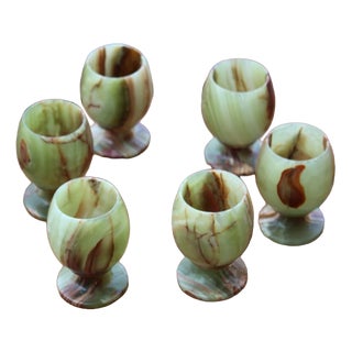 Tanzanian Green Onyx Liquor Glasses, 1950s, Set of 6 For Sale