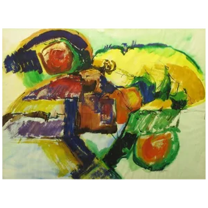 Anne Jansen Water Color and Ink Abstract Painting, Circa 1970