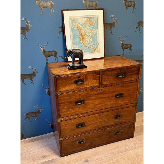 Antique Campaign Chest of Drawers For Sale - Image 5 of 13