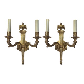 1900s Style Neoclassical Two Light Wall Sconces - a Pair For Sale
