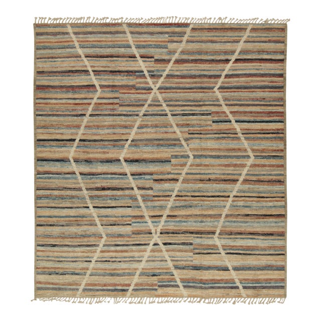 Rug & Kilim’s Modern Rug with Beige-brown Geometric Patterns - 10x14 For Sale