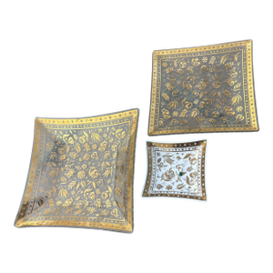 1960s Georges Briard Persian Garden Large Plates and Small Bowl Set- 3 Pieces