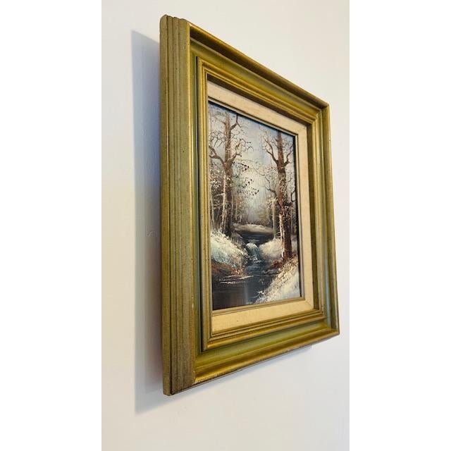 Late 20th Century Original Oil Winter Landscape, Vintage For Sale In Miami - Image 6 of 12