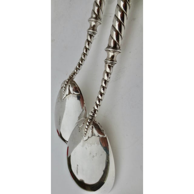 Late 19th Century SilverPlate Salad Spoon and Fork Server For Sale - Image 4 of 7