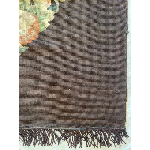 Abstract 19th Century Antique Needlework Floral Rug For Sale - Image 3 of 9