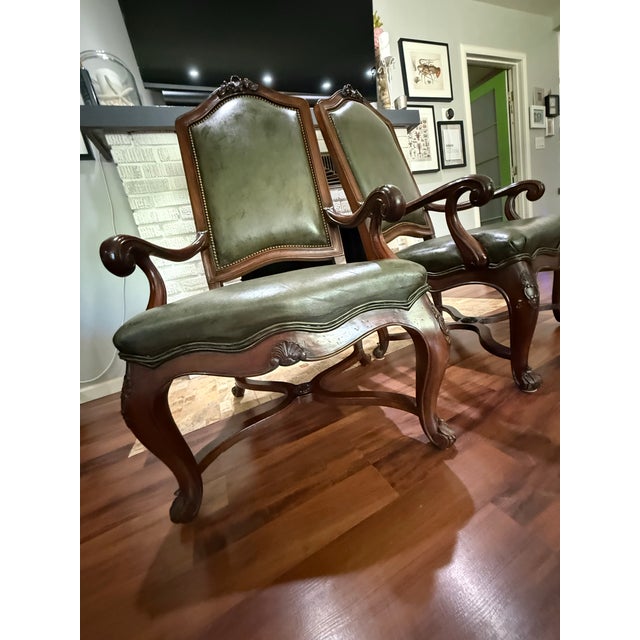 Late 20th Century Louis XV-style Carved Wood Armchairs - Set of 2 For Sale - Image 6 of 12
