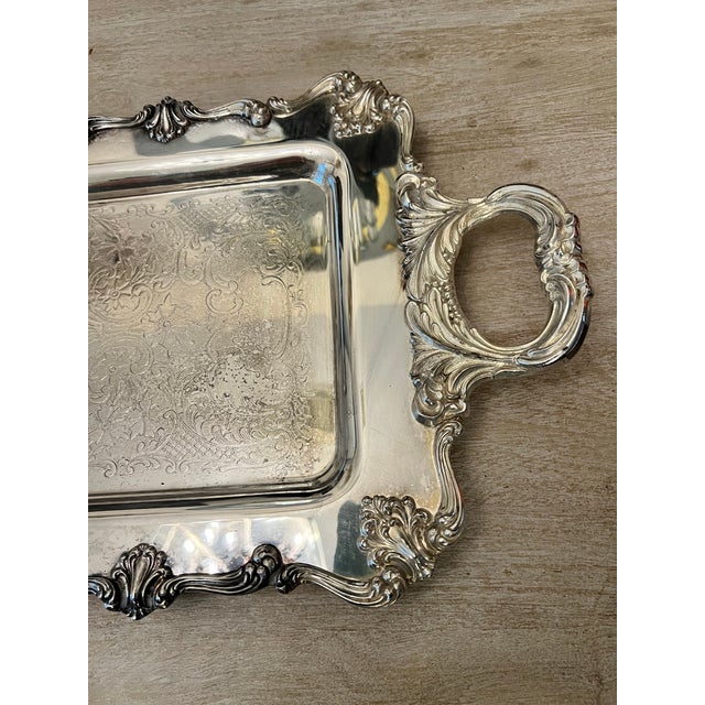 Vintage 27" W. & S. Blackinton Ornate Silverplated Handled & Footed Serving Tray For Sale - Image 4 of 10