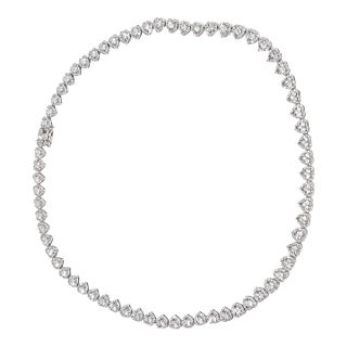 10k White Gold 6 Ct Natural Diamond Heart Necklace, 20 In For Sale