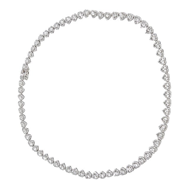10k White Gold 6 Ct Natural Diamond Heart Necklace, 20 In For Sale