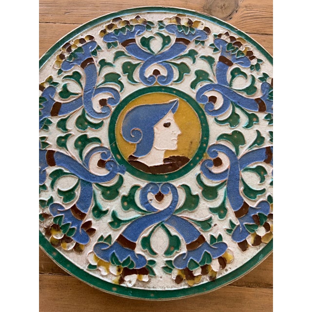 Vintage Spanish Polychrome Round Serving Plate, Signed Toledo, Spain For Sale - Image 4 of 6