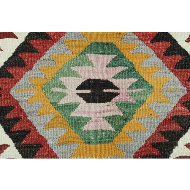 Dark Green Mid 20th Century Turkish Diamond Kilim Rug-5’7’x9’1" For Sale - Image 8 of 13