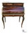 Antique French Walnut Desk Burl Brass Inlay Cylinder Roll Style Bureau Ormolu For Sale