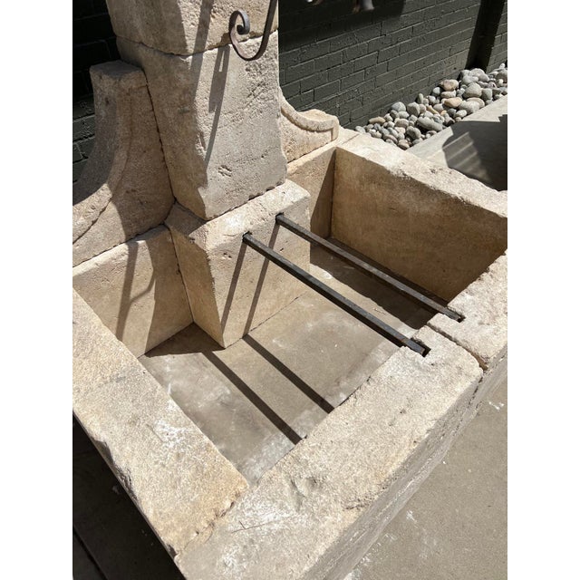 French Carved Limestone Fountain, Single Pillar With Ball Finial From Provence For Sale - Image 12 of 17