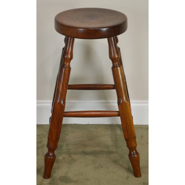 1980s Wynnewood Woodworks Hand Crafted Solid Walnut Bar Stool For Sale - Image 5 of 12