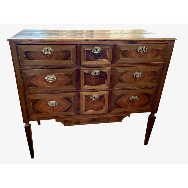19th Century Louis XVI Portuguese Mahogany Chest of Drawers with Inlay For Sale - Image 15 of 18