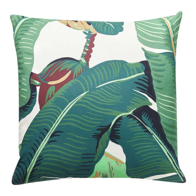 Hinson for The The House of Scalamandré Palm Pillow, Green For Sale