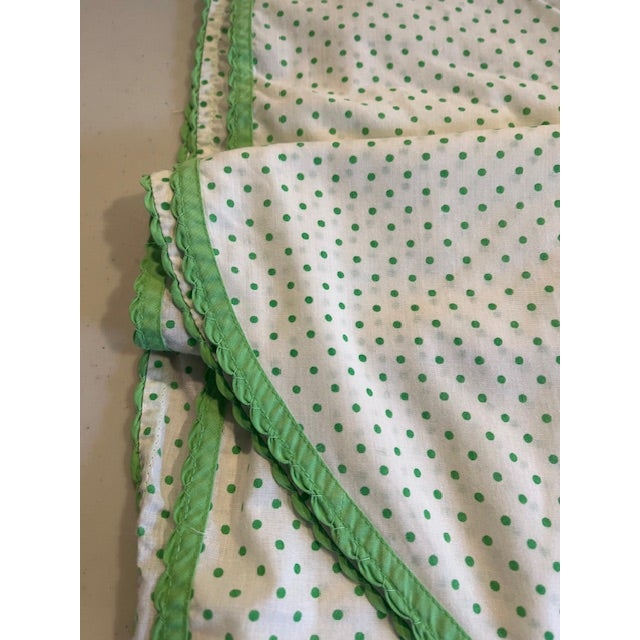 Pair of Vintage Custom-Made Twin Coverlets in Green & White | Chairish