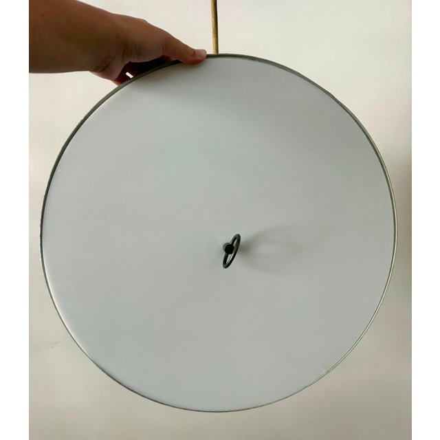 Metal Vintage Art Deco Streamline Moderne Saucer Form Tole Chandelier For Sale - Image 7 of 11