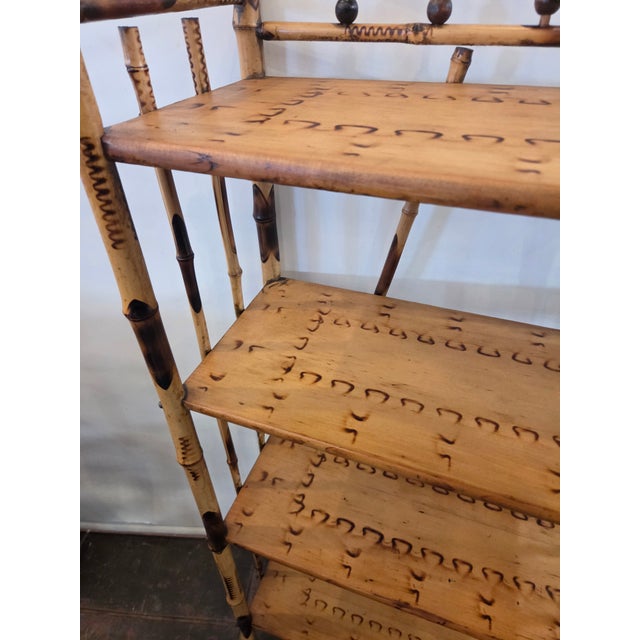 Burnt Bamboo Ball Finals 4 Shelf Etagere Victorian Bookcase For Sale In San Diego - Image 6 of 9