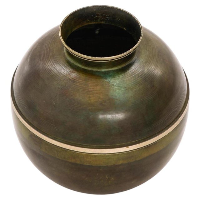 Art Deco Vase in Brass and Bronze from Birka Metall, 1930s For Sale - Image 6 of 6