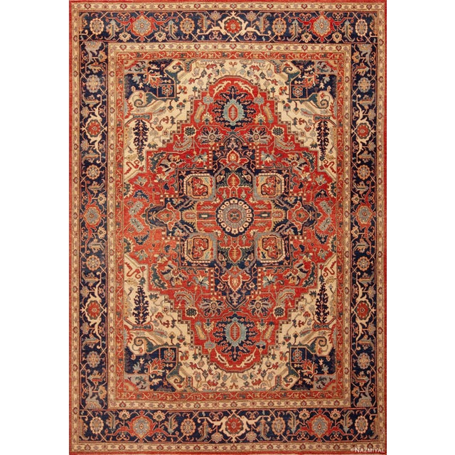 Nazmiyal Collection Persian Heriz Medallion Design Area Rug For Sale