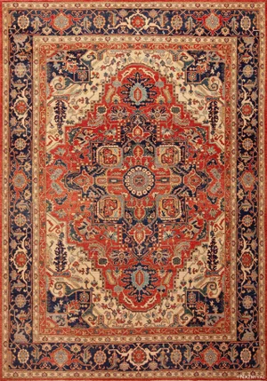 Nazmiyal Collection Persian Heriz Medallion Design Area Rug